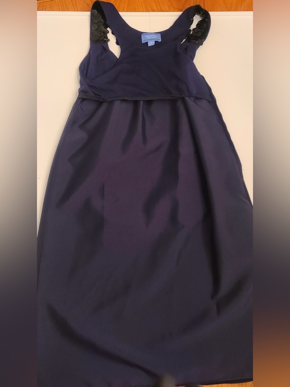 Simply Vera Vera Wang Navy and Black Midi Dress with Embellished Straps - Picture 13 of 16